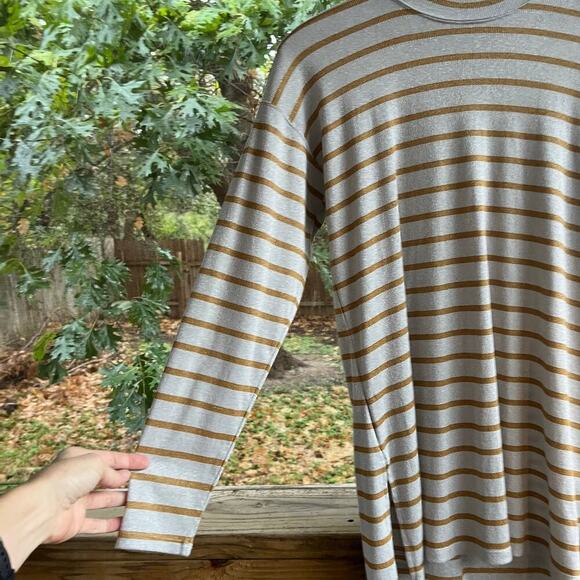 Anthropologie Vanessa Virginia Silver And Gold Striped Long Sleeve Top Size M - Picture 9 of 13